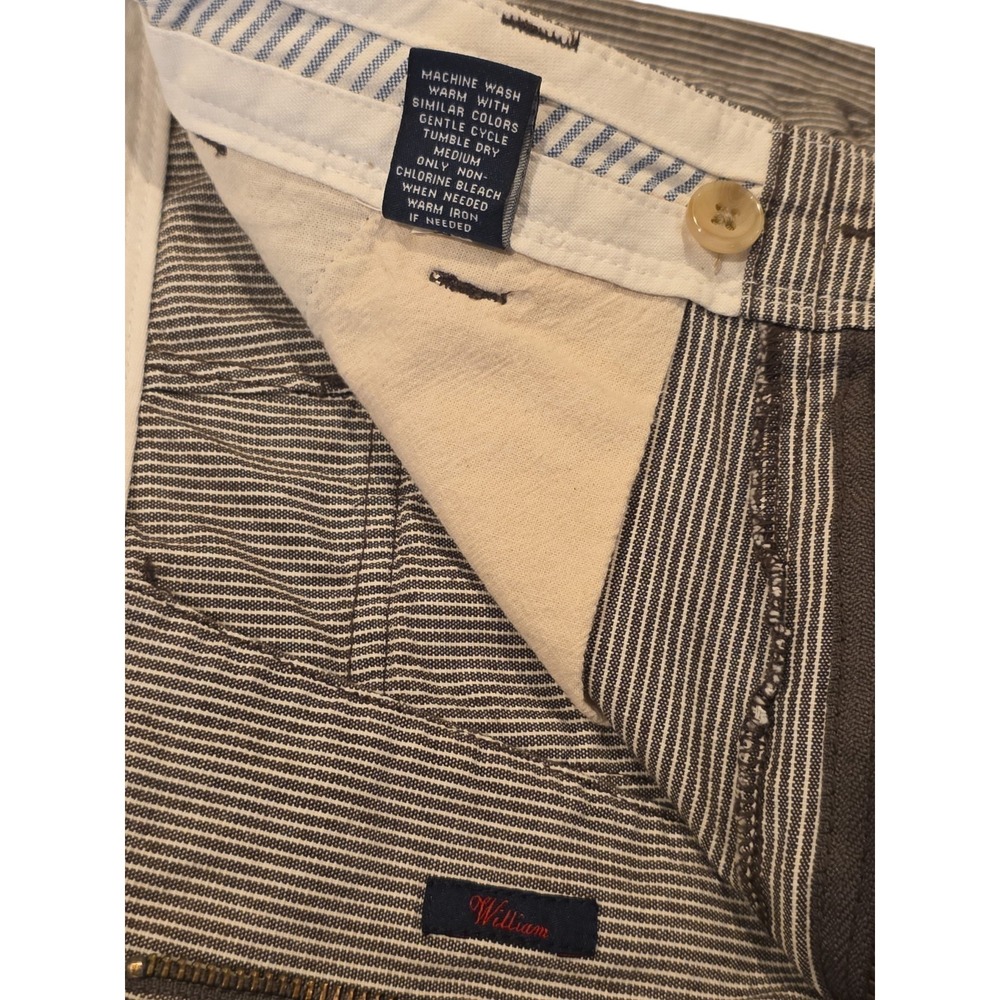 Cremieux William Shorts Mens 32 Gray Striped Flat Front Cotton 9.5 Inseam - Picture 6 of 8